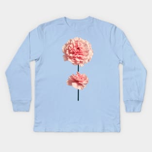 Blush pink carnation flower Kids Long Sleeve T-Shirt